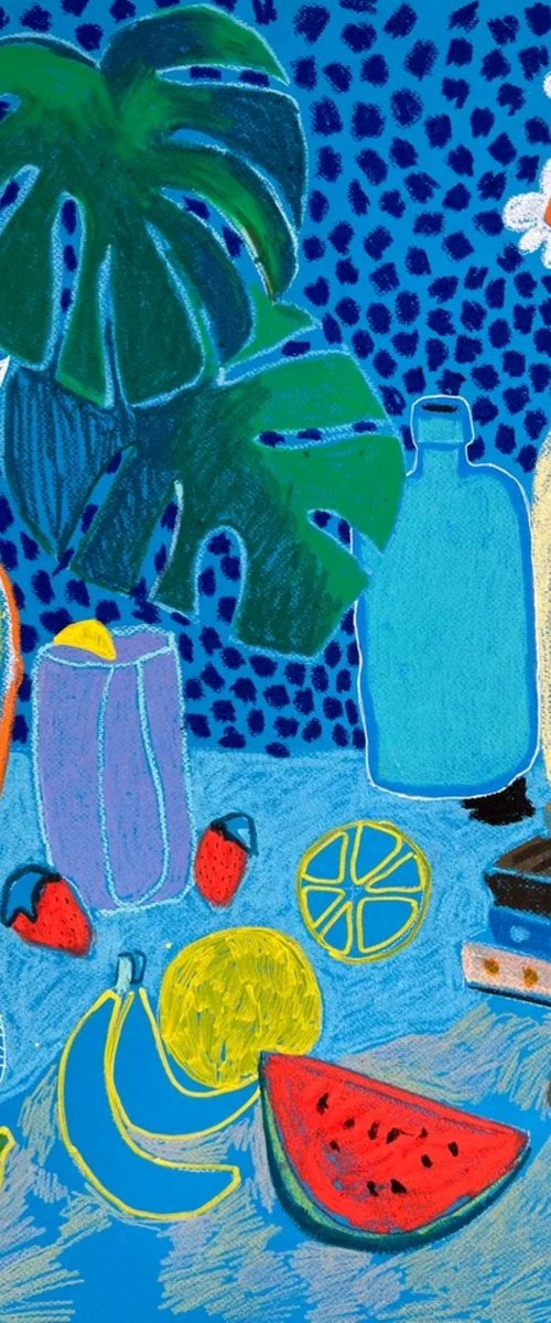 Blue Still Life with Fruits by Sasha Robinson