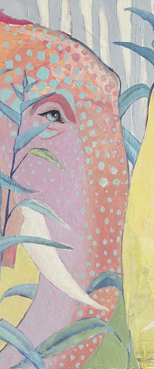 “Attraction”. Acrylic painting on canvas, 30 x 30 in by Daria Borisova