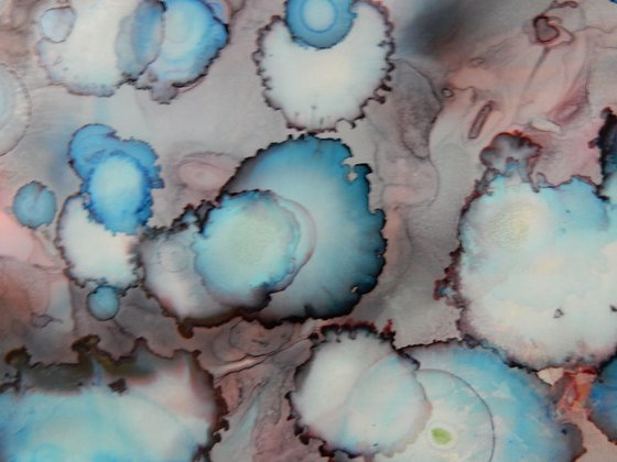Underwater world. Alcohol Ink abstract painting.