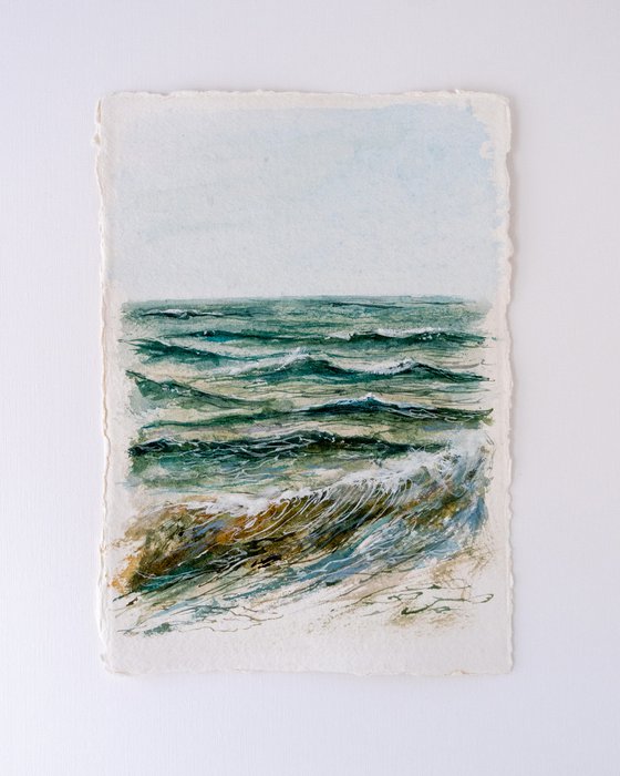 "Ocean Diary from August 26th, 2019" mixed-media painting