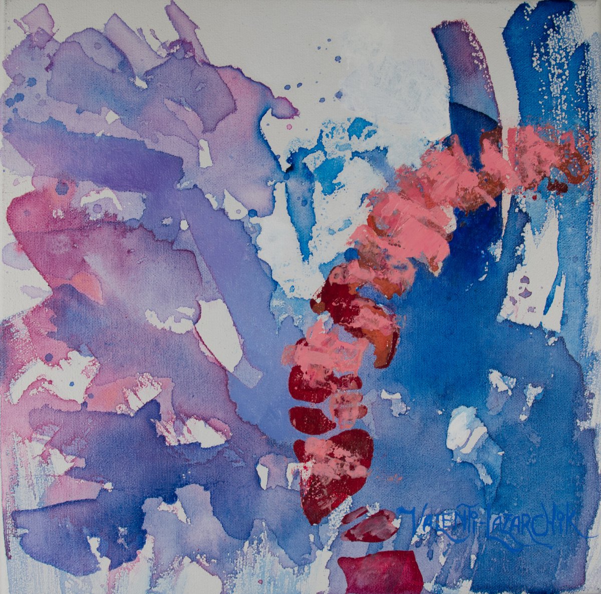 Organic Abstract Acrylic Painting By Gina Valenti-Lazarchik, 12 X 12, Mindset, Original Artwork