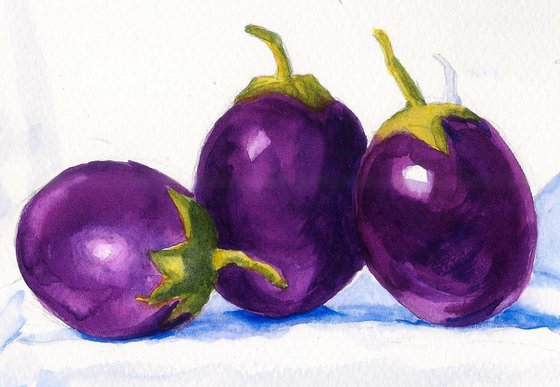Still life with brinjals - aubergines 17