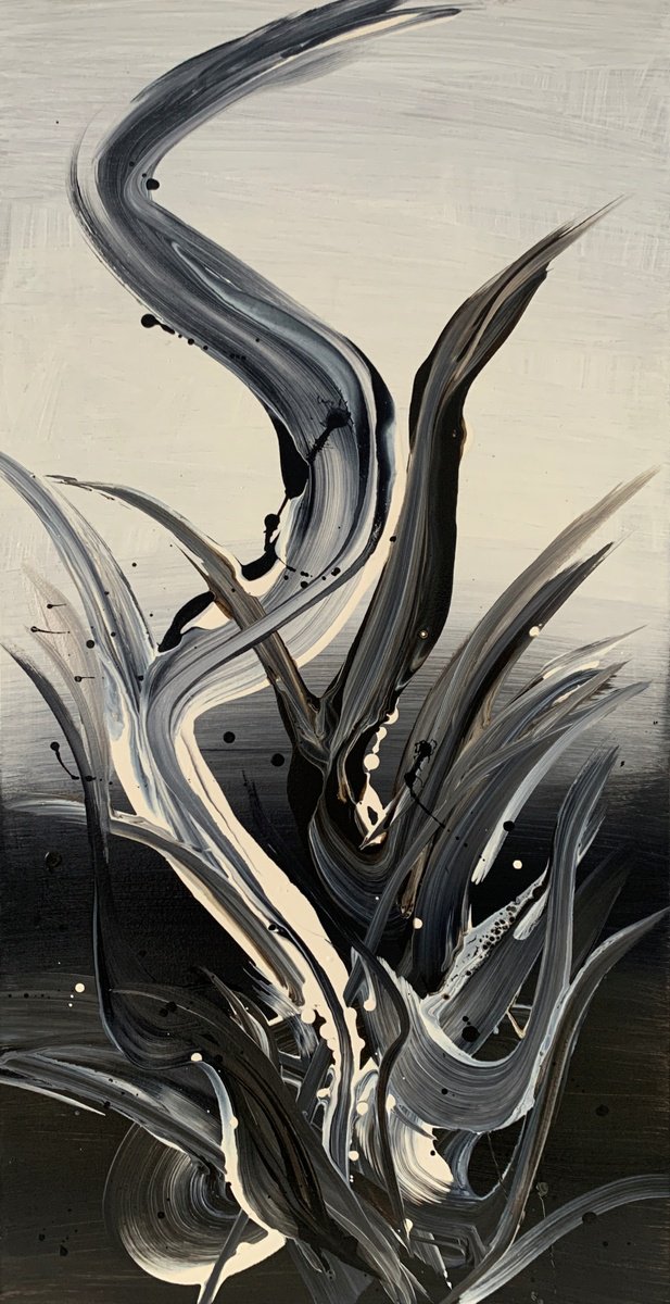 Grey shades creative abstraction. Neutral colors. Gray and brown wall art. by Marina Skromova