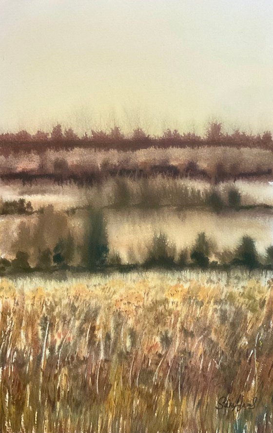 Winter landscape lit