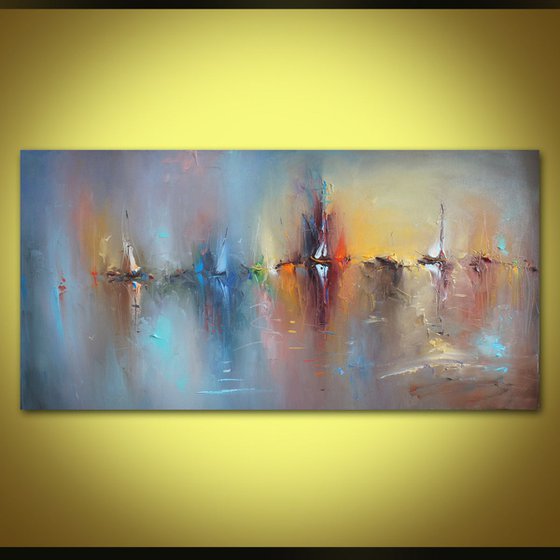 Sailing in the sea, Abstract Seascape painting