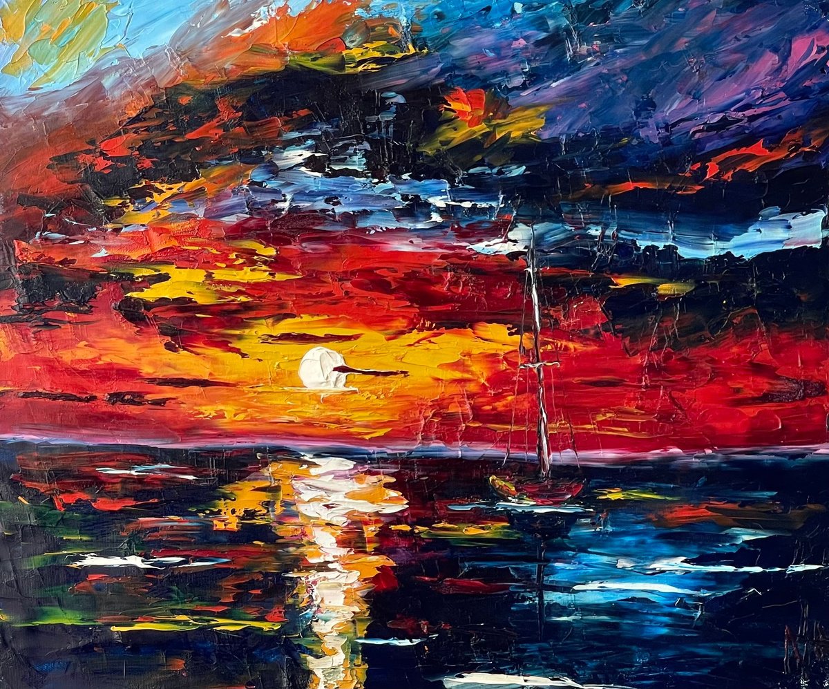 Abstract Landscape Oil Painting By Anastasiia Novitskaya, 24 X 20, Freedom View, 60X50Cm, Original Artwork