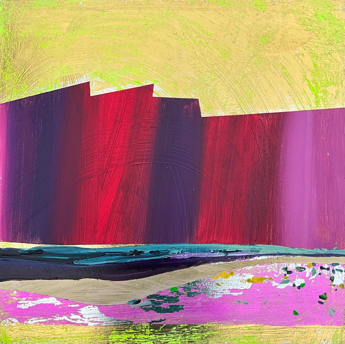 Organic Landscape Painting By Kaliya Ka, 20 X 20", Layers Of Reality 2, Original Artwork