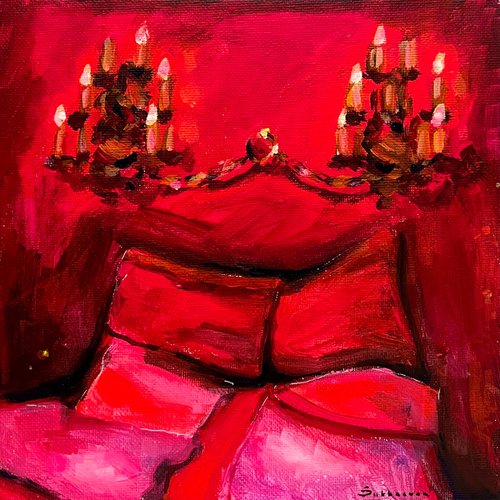 Red Interior with the Bed by Victoria Sukhasyan