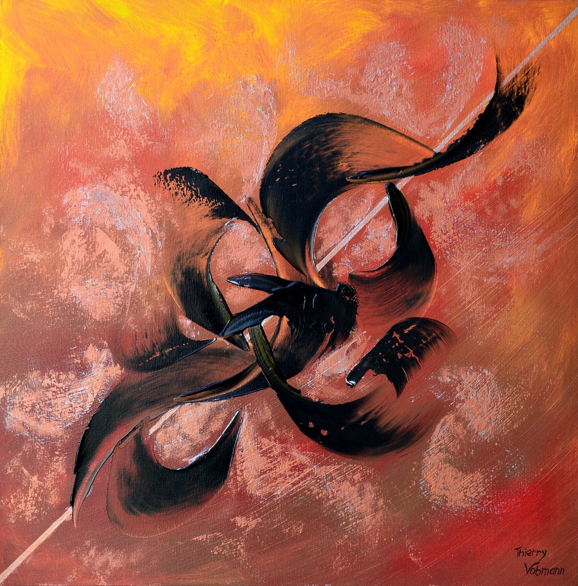 Abstract Acrylic Painting By Thierry Vobmann. Abstract ., 28 X 28", Delights Of The Night, Original Artwork