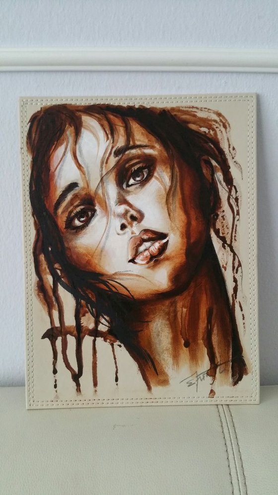"Dolce " Original   acrylic painting on board 22x29x0.5cm.ready to hang