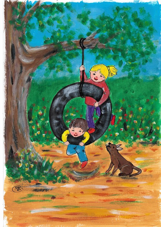 Children and Tire Swing