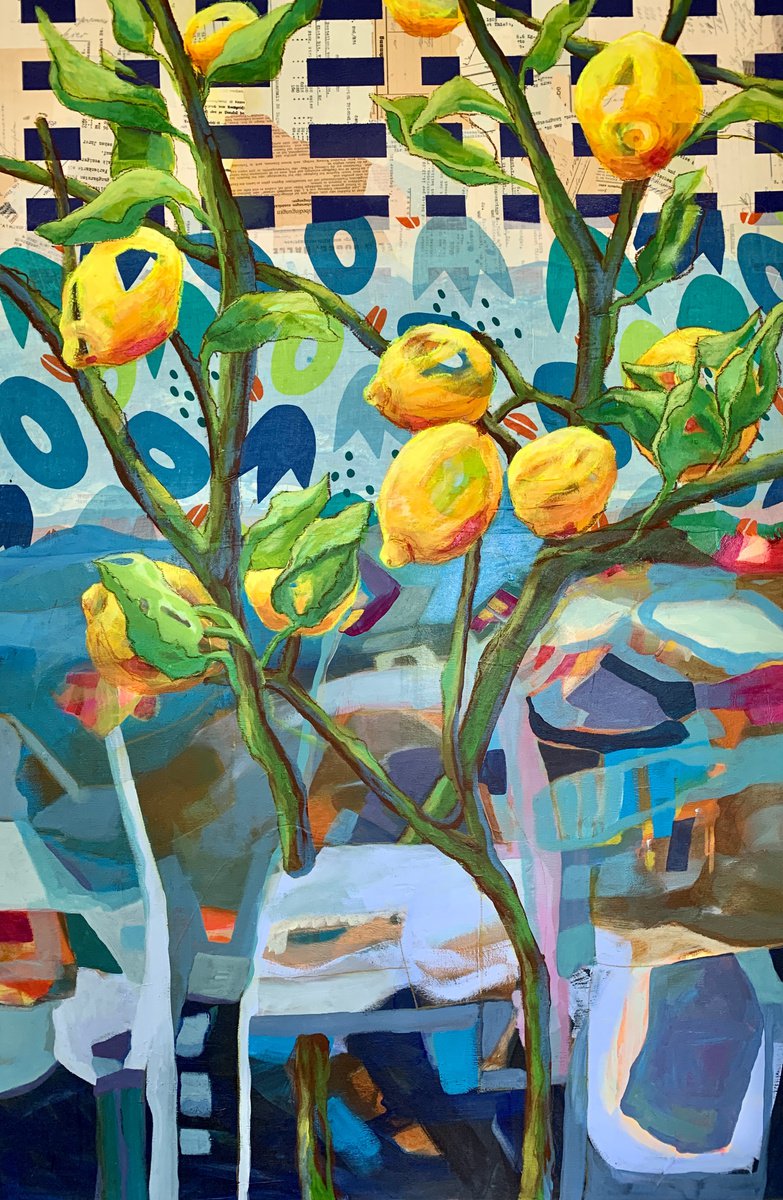 Expressive Botanical Painting By Marita Tobner, 31 X 47", And Everywhere Could Be Heaven, Original Artwork