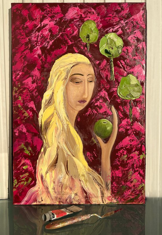 Woman with Apple Original Painting