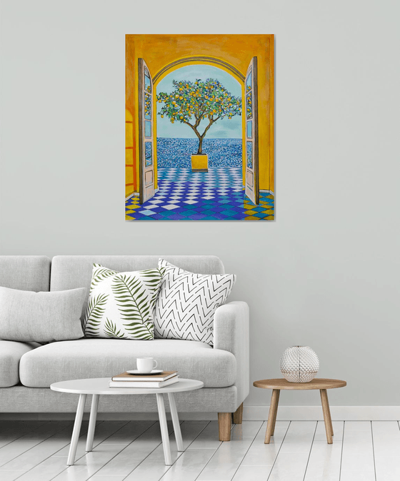 Seascape with lemon tree