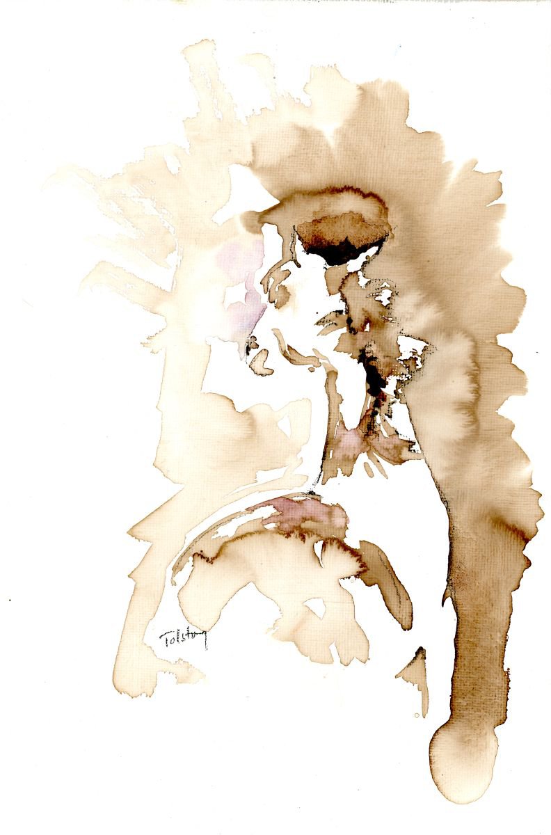 Impressionistic Animal Watercolour By Alex Tolstoy, 8 X 12, Bareback, Original Artwork