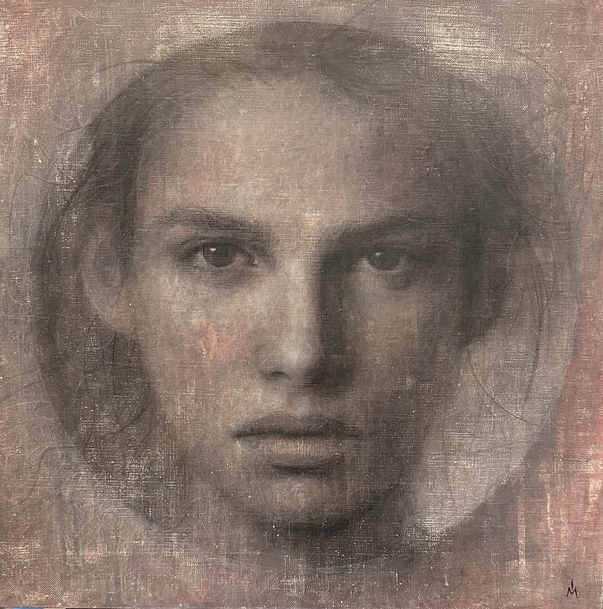 Surrealistic Portrait Painting By Margarita Ivanova, 20 X 20", Mirror, Original Artwork