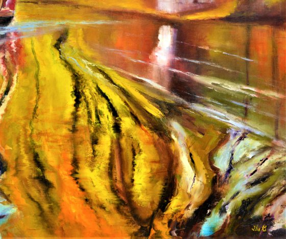 Golden time. Large abstract Oil Painting