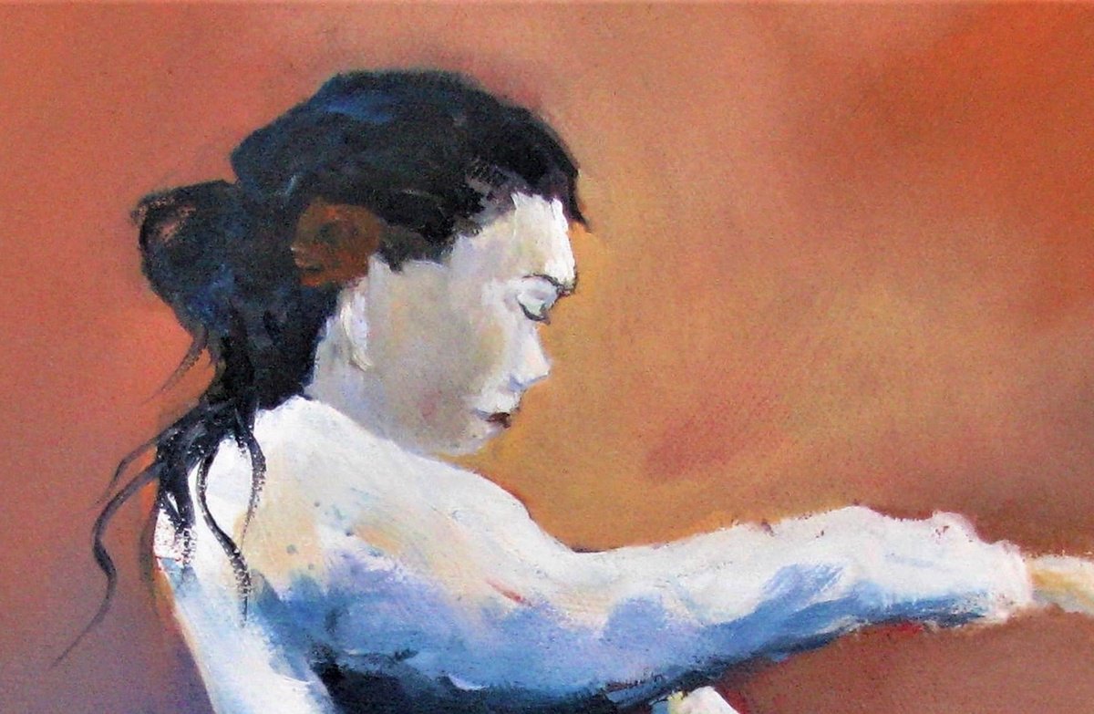 Expressive Portrait Oil Painting By Jean-Noel Le Junter, 12 X 12, Sevillana Dancer, Original Artwork