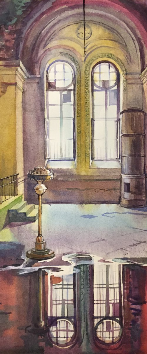 "Tears of the temple". Old church, religious painting. by Natalia Veyner