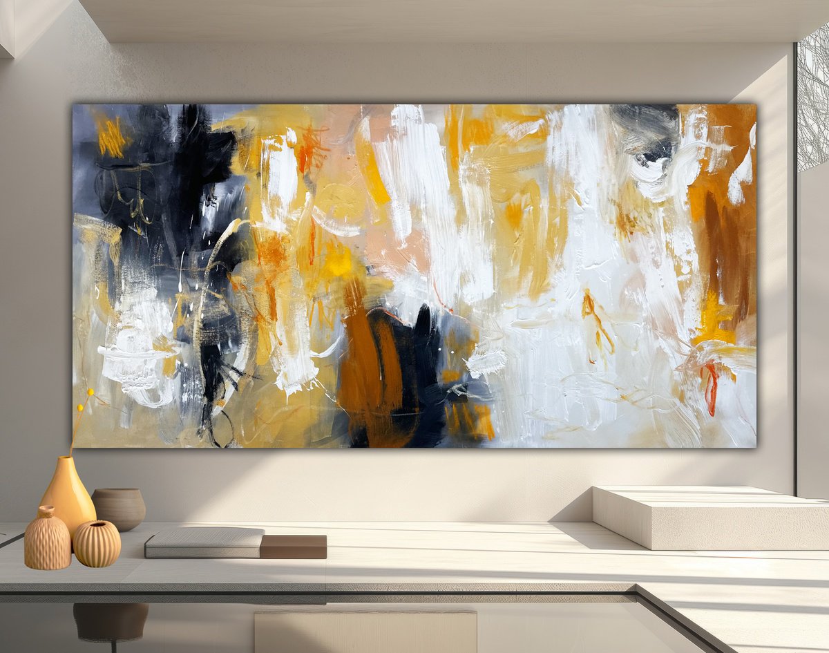 Abstract Acrylic Painting By Andrada Anghel, 60 X 30, Flicker And Fade, Original Artwork