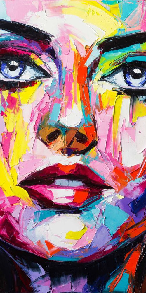 "Manzanilla", fantasy woman colorful pop-art portrait by Lana Frey
