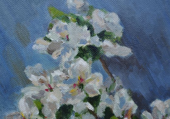 Spring flowers and pears original oil painting