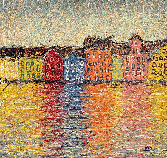 Sunlit Waterfront Magic - Rolled