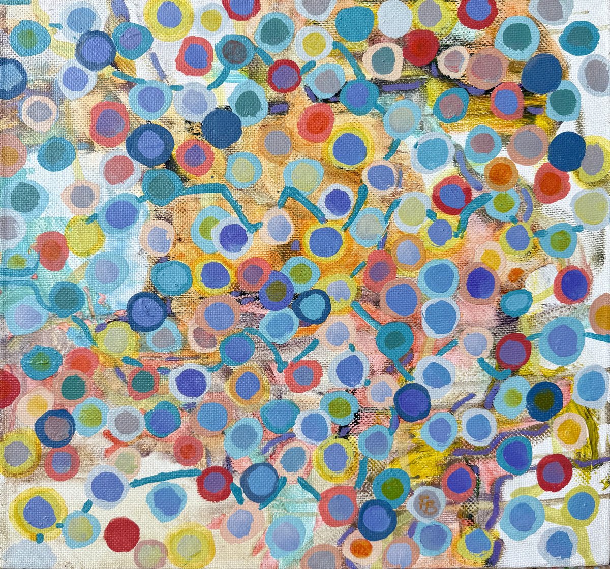 Geometric Abstract Acrylic Painting By Florina Breazu, 18 X 17, Congruence, Original Artwork