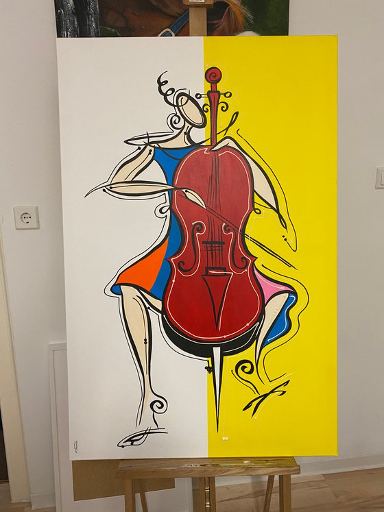 Action.3D Woman with Cello. Eka Peradze Art.