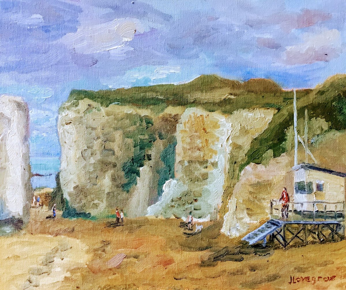 Lifeguard hut at Botany Bay, an original oil painting by Julian Lovegrove Art