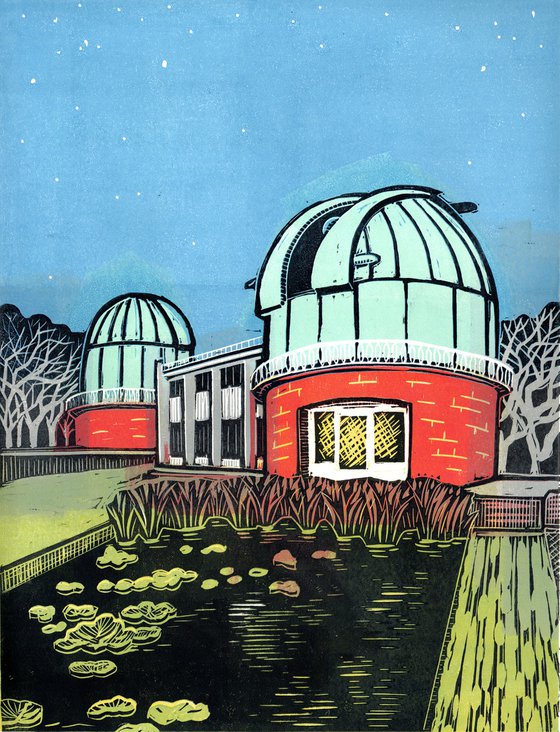 Herstmonceux Observatory, East Sussex. Limited Edition linocut