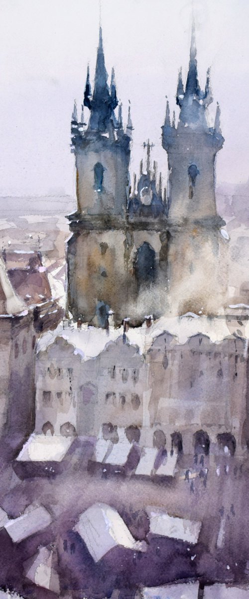 Roofs of the Prague by Goran Žigolić Watercolors