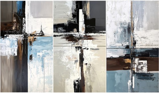 Triptych 240x140 cm Convergence of Tides