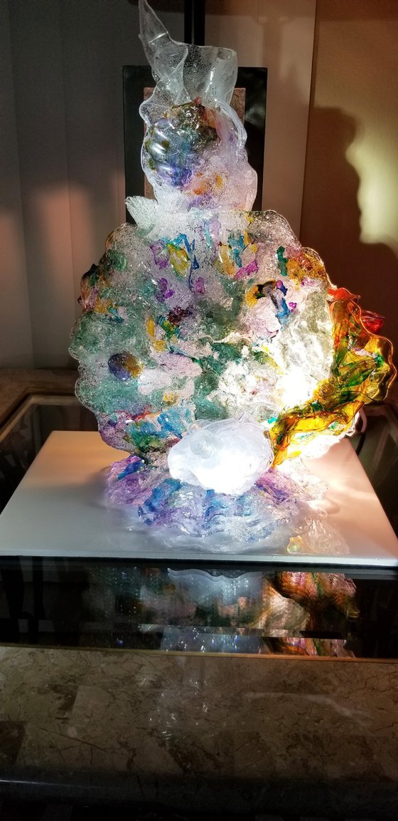 Original Ocean Sculpture Corals Fish Lighted Art Princess of The Ocean
