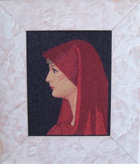 Saint Fabiola - micro mosaic portrait art