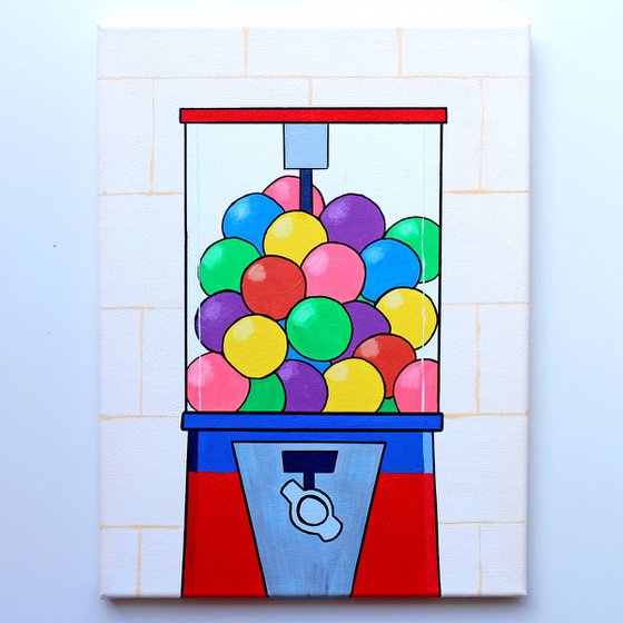 Gumball Machine | Retro Sweet Dispenser | Pop Art Painting On Canvas