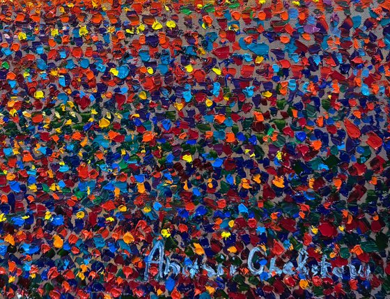 Path of light. pointillism landscape