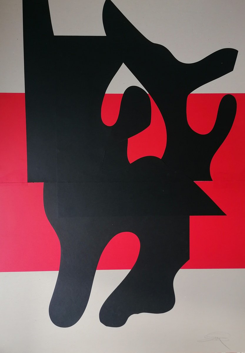 Surrealistic Abstract Collage By Stefano Mazzolini, 39 X 55", Cervil, Original Artwork