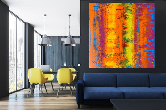 Happy Feeling - XL LARGE,  ABSTRACT ART – EXPRESSIONS OF ENERGY AND LIGHT. READY TO HANG!