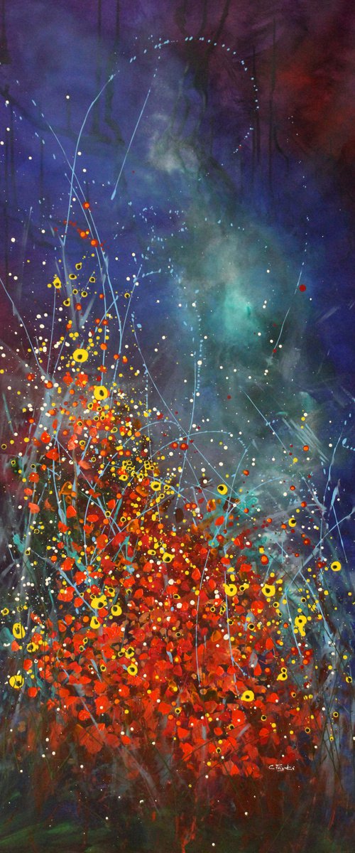 Fountain Of Youth - Super sized original abstract floral landscape by Cecilia Frigati