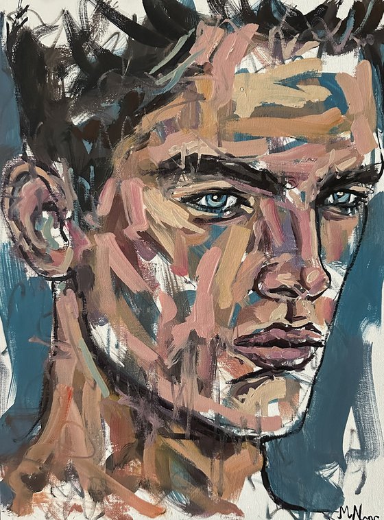 Young man oil painting