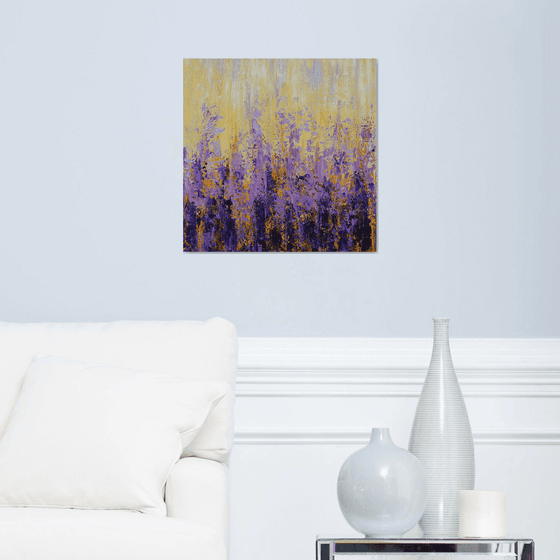 Lavender Field - Textured Abstract Floral Painting