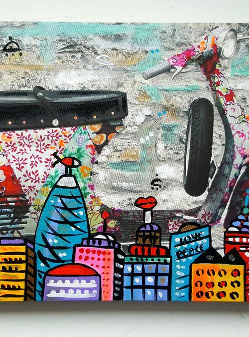Street Wall Vespa City by Maria Luisa  Azzini