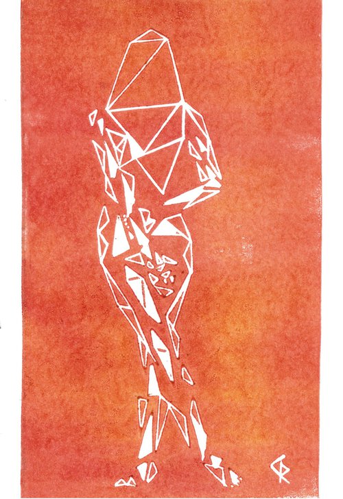 Small Triangles 3 orange - abstracted nude by Reimaennchen - Christian Reimann