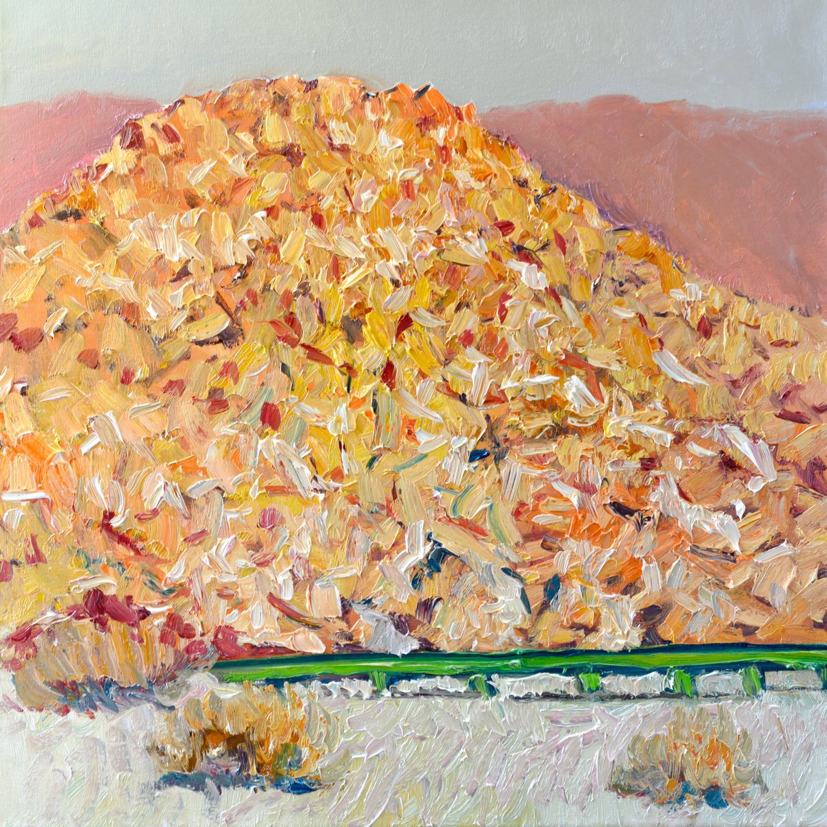 Expressive Landscape Oil Painting By Suren Nersisyan, 20 X 20", Stony Hill In The Desert, Original Artwork