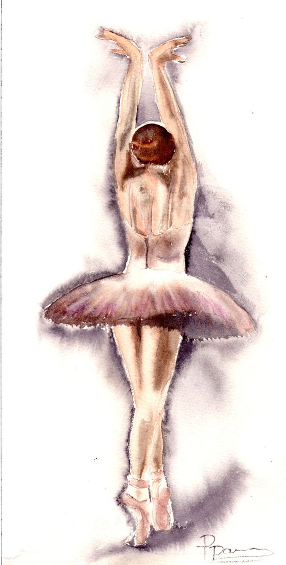 Set Of 3 Ballerinas Art Original Watercolor painting