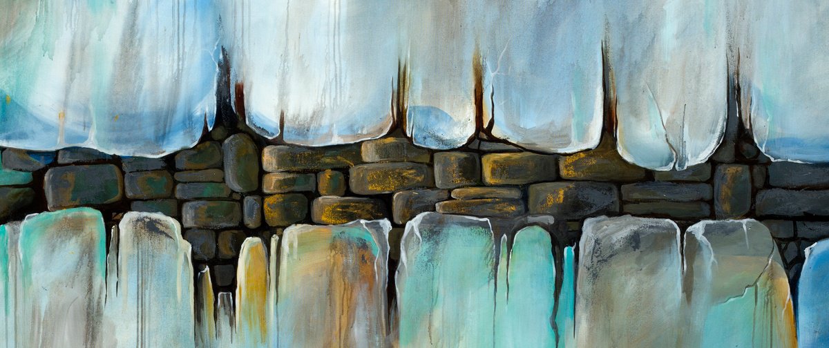 Abstract Acrylic Painting By Madhav Singh, 75 X 33", Hidden Wall, Original Artwork