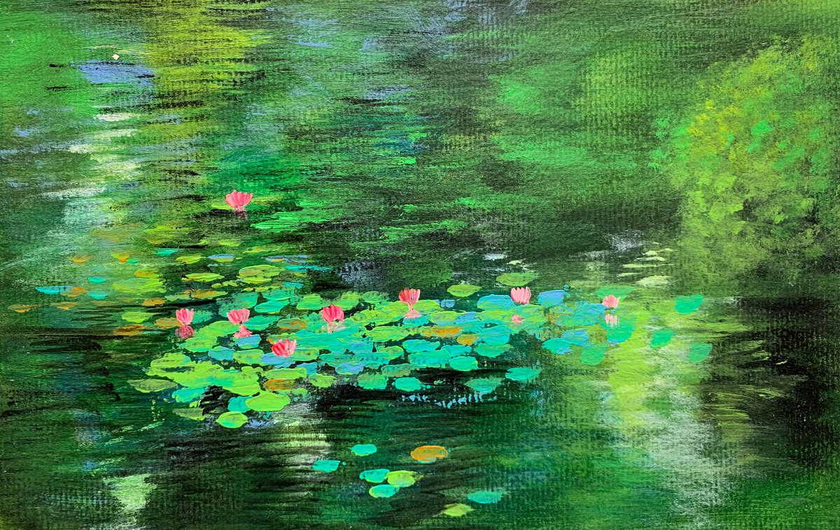 Forest water lilies pond by Amita Dand
