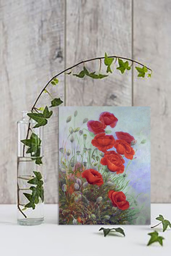 Poppies with wild flowers.