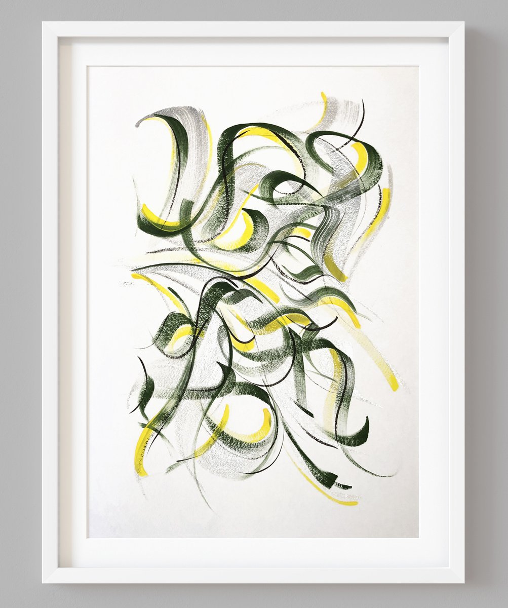 Abstract Painting By Evgenia Makarova, 17 X 23, Calligraphy 